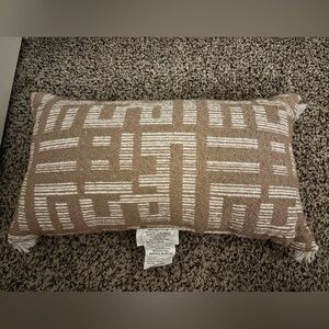 Threshold Tan and White Geometric Accent Pillow